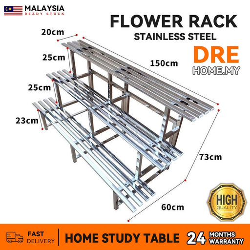 304 Stainless Steel Flower Rack Rak Bunga Bertingkat Rak Plant Rack Stand Pasu Bunga Pokok Bunga Outdoor