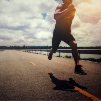 Man having a marathon or long run on the road