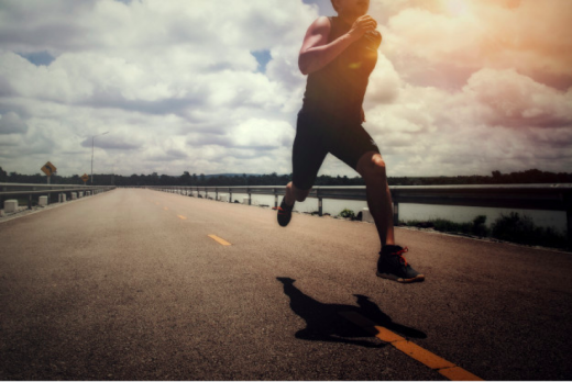 Man having a marathon or long run on the road
