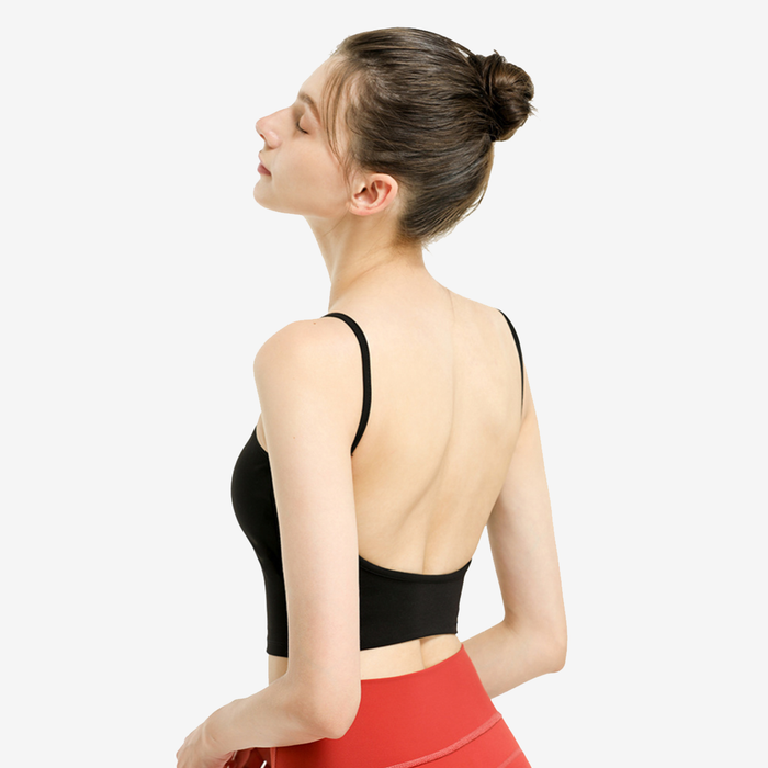 Low Open Back Thin Strap Crop Top
