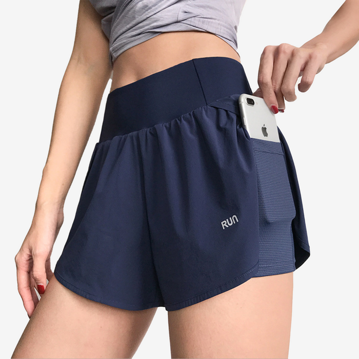Laure Hidden Pocket Double Layer Sport Shorts