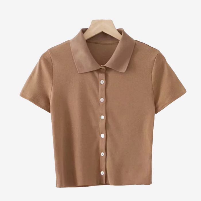 Button Down Crop Shirt