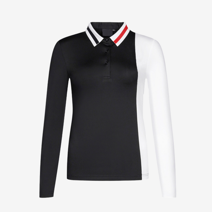 Casual Stitching Color Long Sleeve Golf Shirts