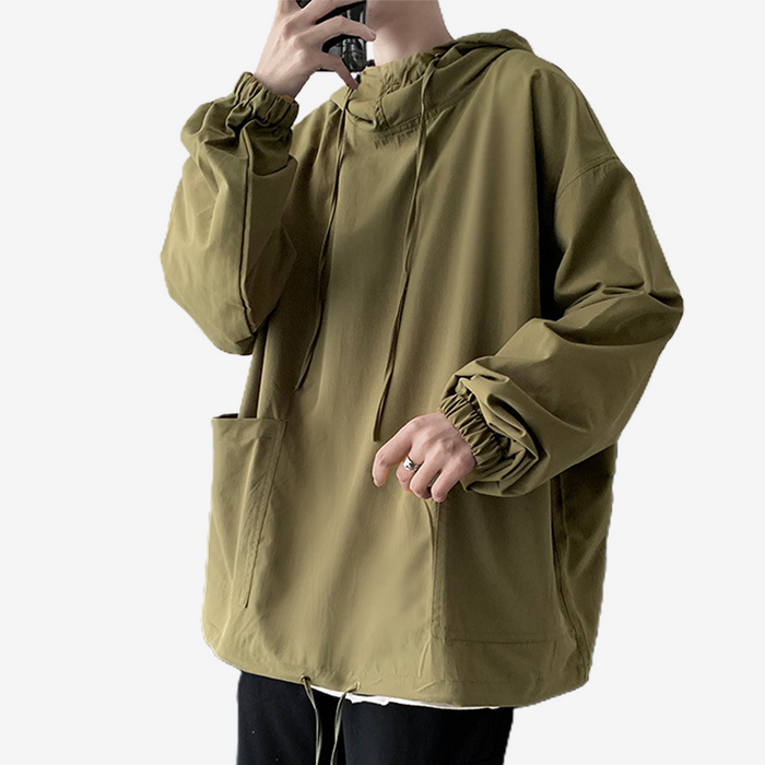 Oversize Casual High Neck Hooded Pullover Jacket