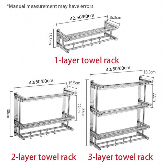 Stainless Steel Bathroom Shampoo Rack Towel Rack Towel Hanger Toilet Storage Shelves Storage Rack Rak Bilik Mandi Rak Ta