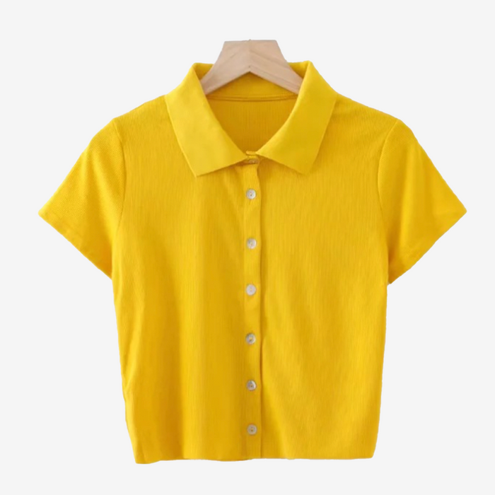 Button Down Crop Shirt