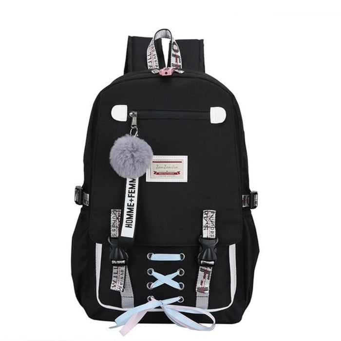 Korean Bag Pack School Backpack Fashion Beg Sekolah Perempuan With USB Port Laptop Backpack Girl Large Capacity Student Bag Waterproof Luminous Bagpack 5 Piece Set