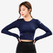 Long Sleeve Crop Top with Mesh Insert