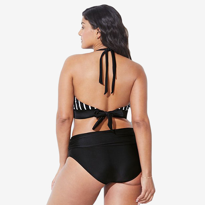 Plus Size Stripe Design Two-piece Bikini