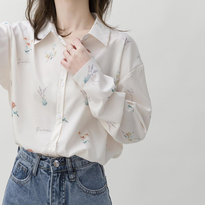 VIO Romantic Floral Printed Long Sleeve Shirt