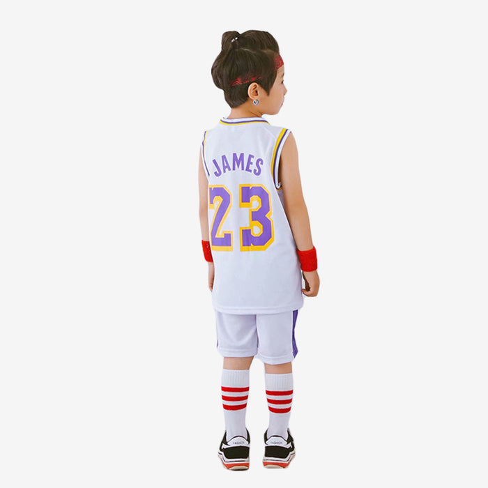 Kids Lakers Round Neck Mesh Tank Top & Trousers