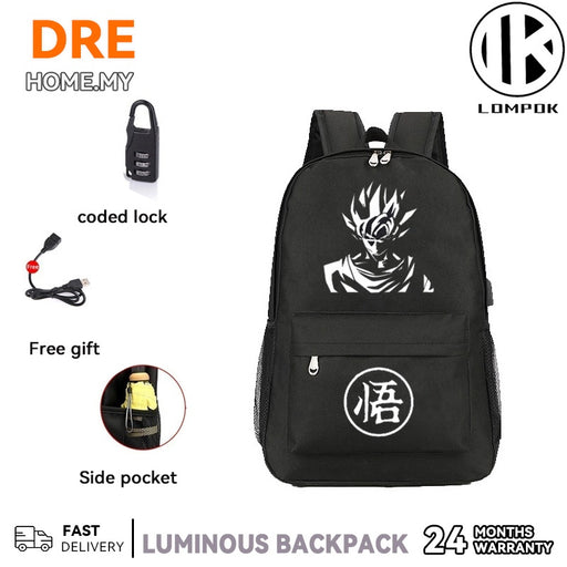 Unisex  Leisure Travel Beg Sekolah Hot Anime Dragon Ball Z Goku Breathable And Comfortable School Backpacks For Boys Luminous Book Bag Casual Student For Kids