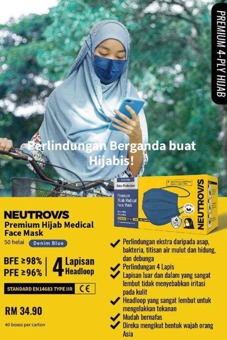 Neutrovis Hijab Premium 3ply / Neutrovis Hijab Premium 4ply Medical Face Mask