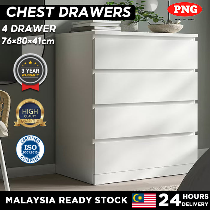 [Ready Stock]PNG  4 Layers Chest Drawer Cabinet Drawer Baju Almari Putih Murah Big Size Cloth Drawer Locker White Oak