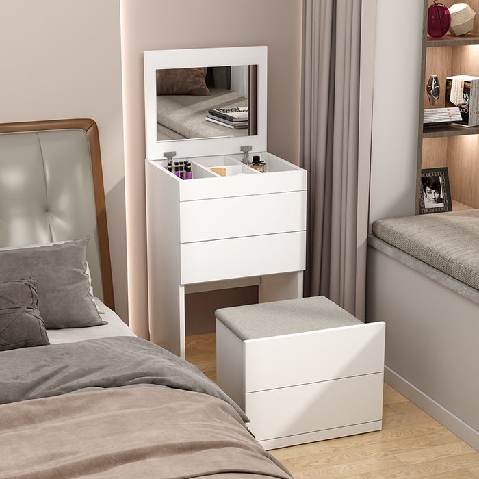 Meja Solek Nordic Bedside Dressing Table With Mirror Can Change Chest Drawer Makeup Table With Drawer Storage Stool