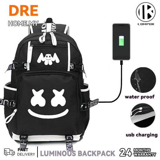 Beg Sekolah Mesh Breathable Backpack Anti Theft USB Charging Travel Backpack Students School Bag