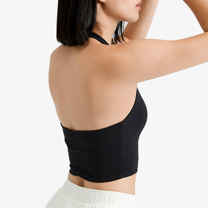 SALE - Fanxy Halter Neck Back Ruched Crop Top